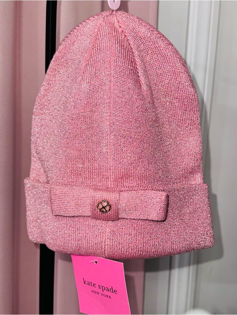 Kate Spade Pink Sparkle Beanie – Rich Girl Winter Energy 🎀✨ NWT